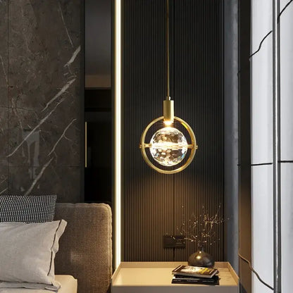 Modern gold crystal led ceiling lamp dining room pendant lights