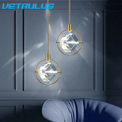 Modern gold crystal led ceiling lamp dining room pendant lights