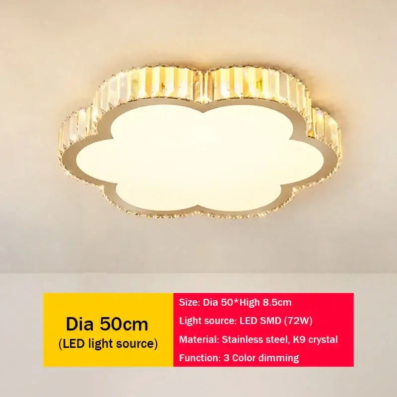 Modern gold crystal led ceiling light bedroom moon and star design