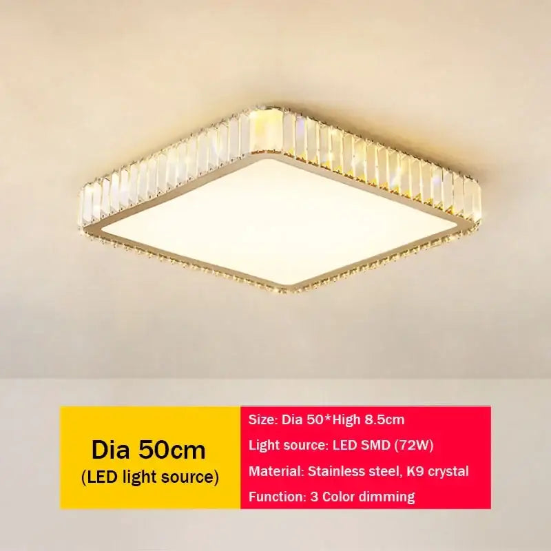 Modern gold crystal led ceiling light bedroom moon and star design