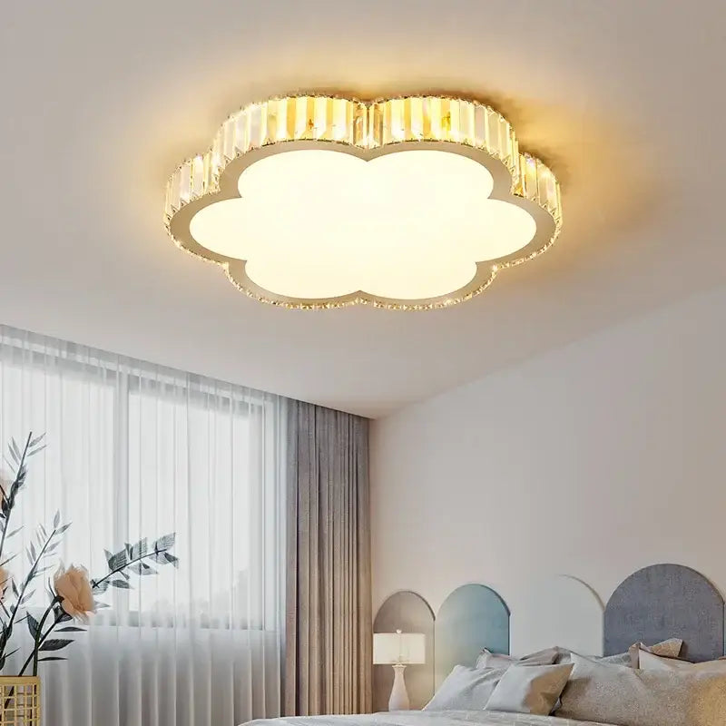 Modern gold crystal led ceiling light bedroom moon and star design