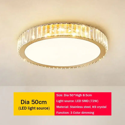 Modern gold crystal led ceiling light bedroom moon and star design