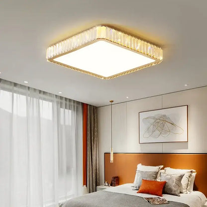 Modern gold crystal led ceiling light bedroom moon and star design