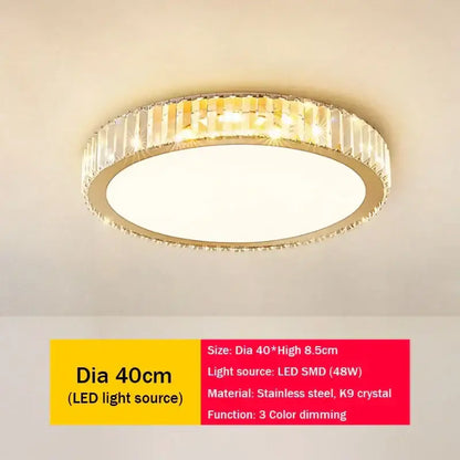 Modern gold crystal led ceiling light bedroom moon and star design