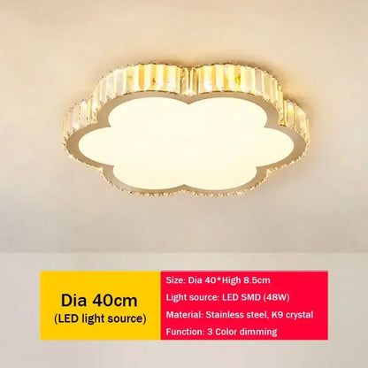 Modern gold crystal led ceiling light bedroom moon and star design