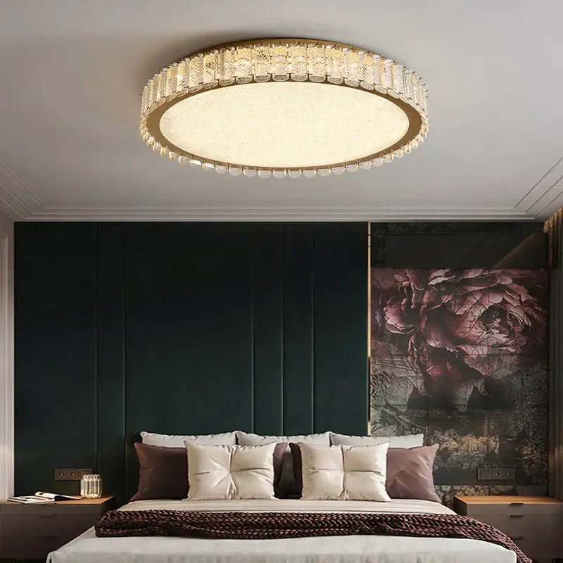 Modern gold crystal led ceiling light living room fixture