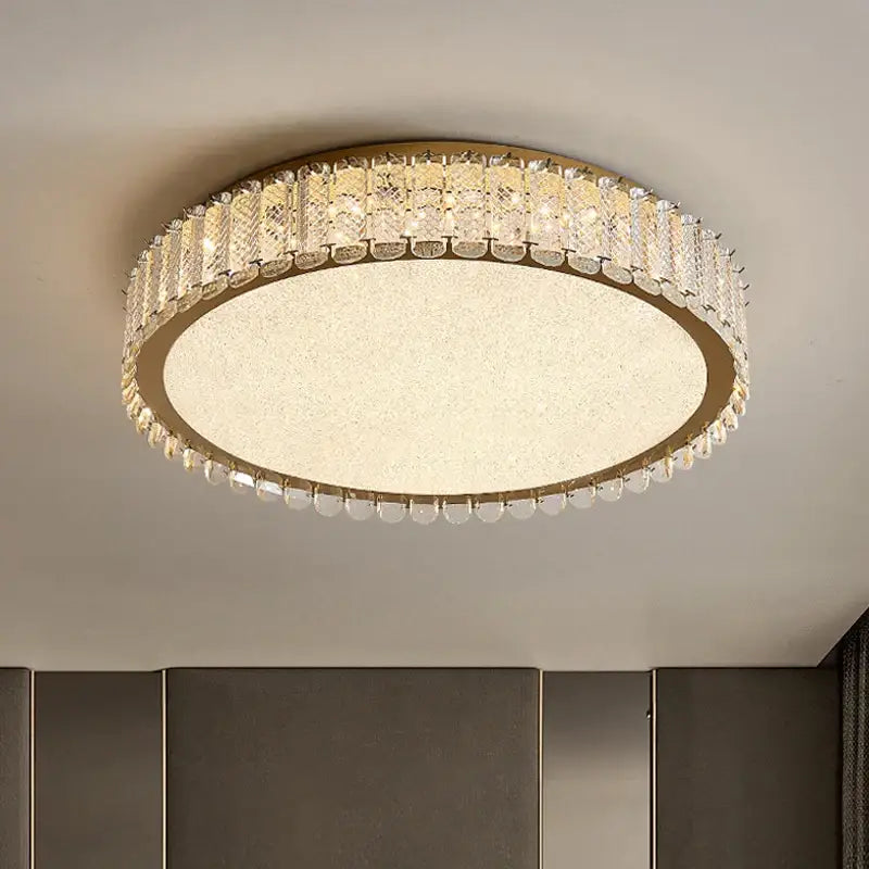 Modern gold crystal led ceiling light living room fixture