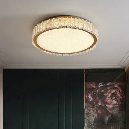 Modern gold crystal led ceiling light living room fixture
