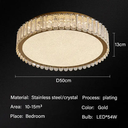 Modern gold crystal led ceiling light living room fixture