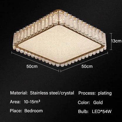 Modern gold crystal led ceiling light living room fixture