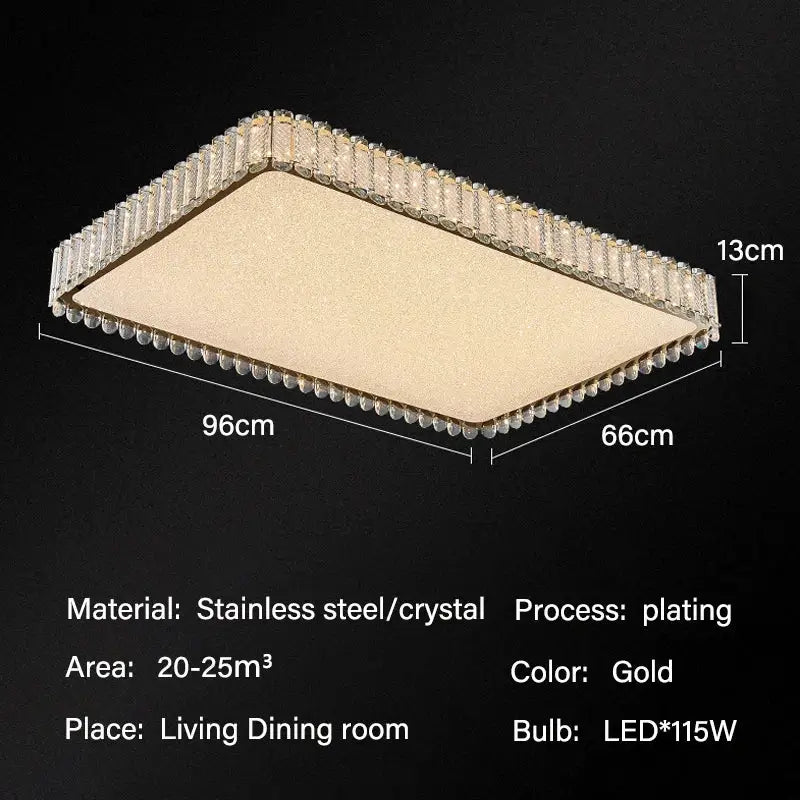 Modern gold crystal led ceiling light living room fixture
