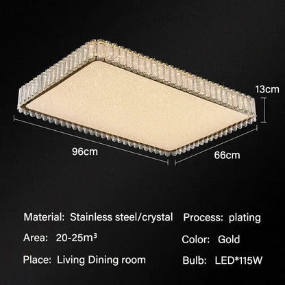 Modern gold crystal led ceiling light living room fixture