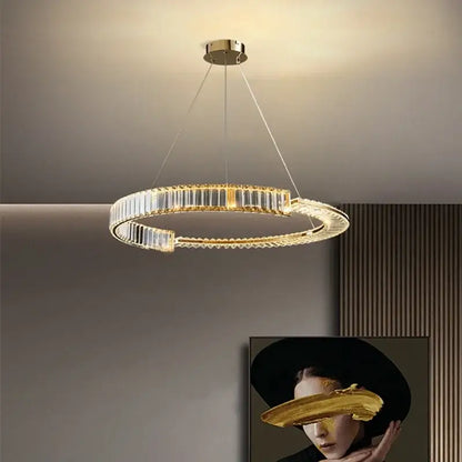 Modern gold crystal led chandelier dining room ceiling light