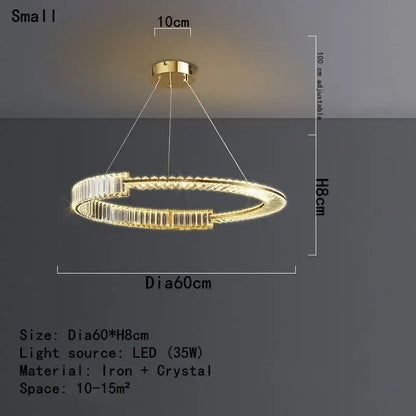 Modern gold crystal led chandelier dining room ceiling light