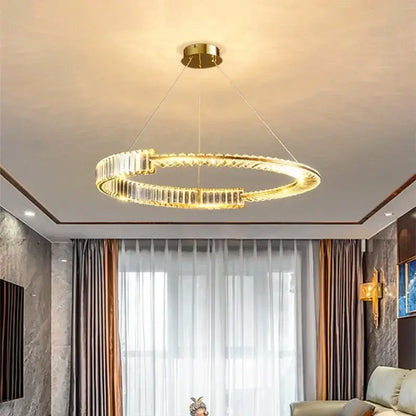Modern gold crystal led chandelier dining room ceiling light