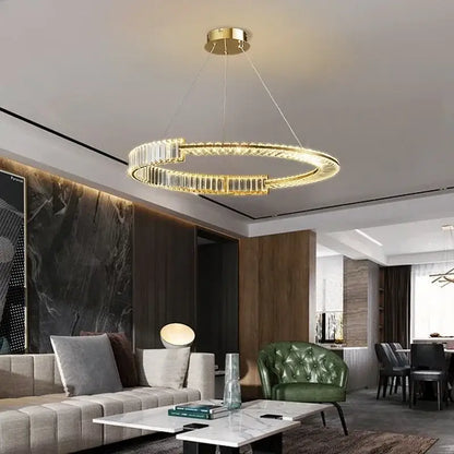 Modern gold crystal led chandelier dining room ceiling light