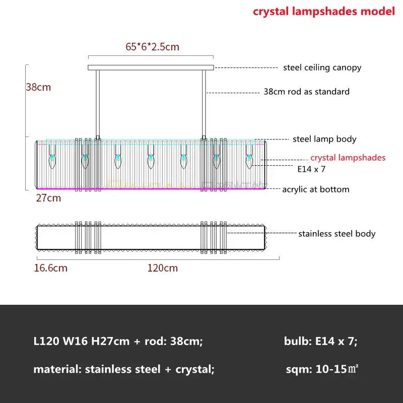 Modern gold crystal led chandelier dining room kitchen light