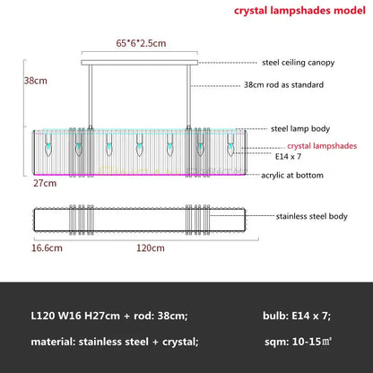 Modern gold crystal led chandelier dining room kitchen light