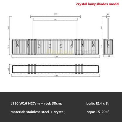Modern gold crystal led chandelier dining room kitchen light