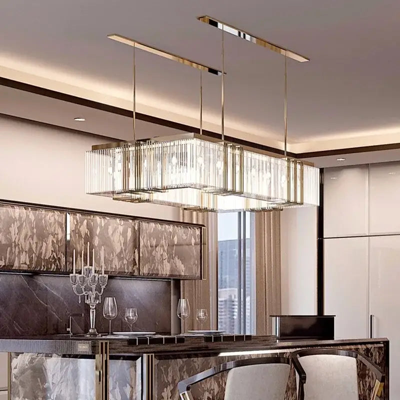 Modern gold crystal led chandelier dining room kitchen light
