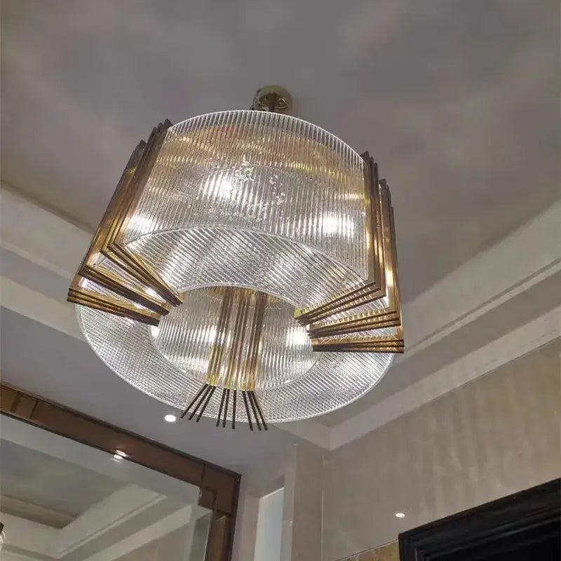 Modern gold crystal led chandelier dining room kitchen light