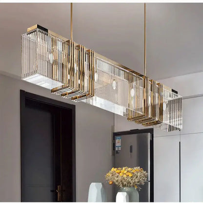 Modern gold crystal led chandelier dining room kitchen light