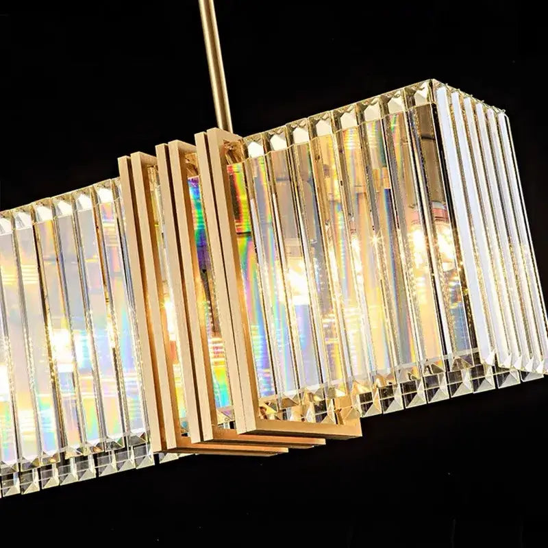 Modern gold crystal led chandelier dining room kitchen light