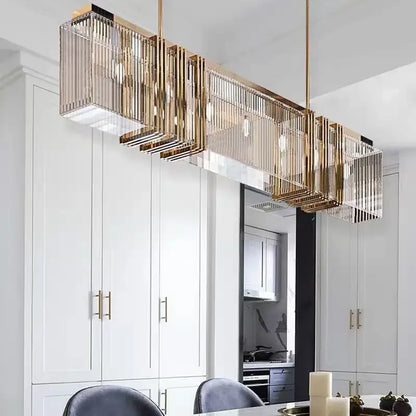 Modern gold crystal led chandelier dining room kitchen light