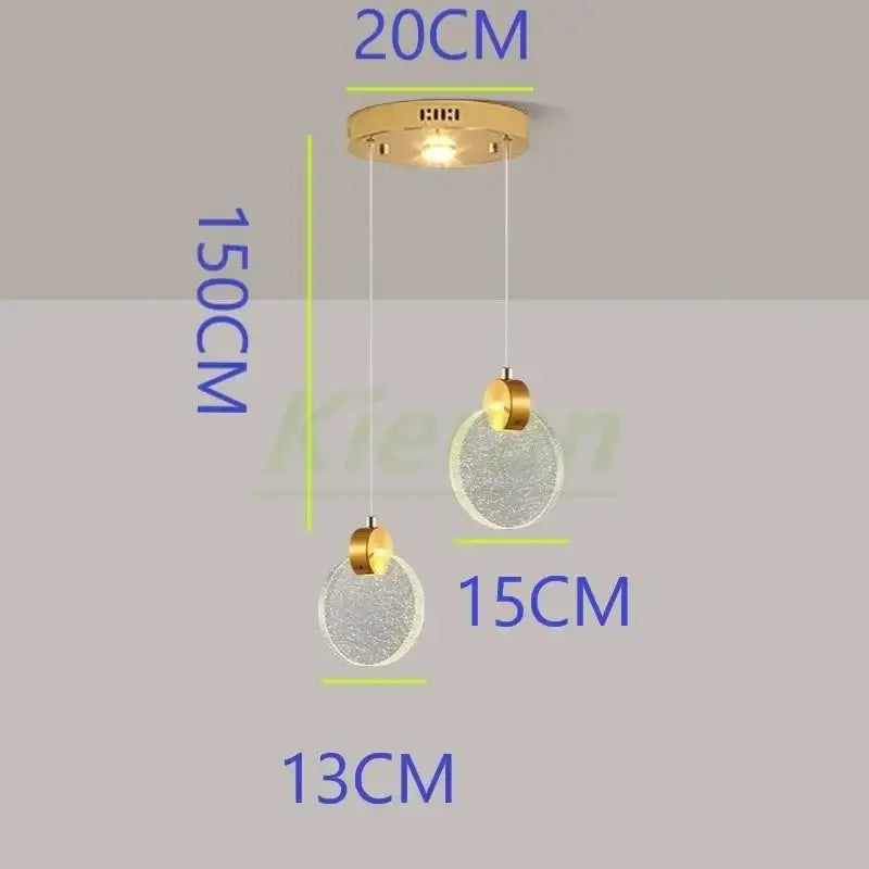 Modern gold crystal led chandelier dining room pendant light