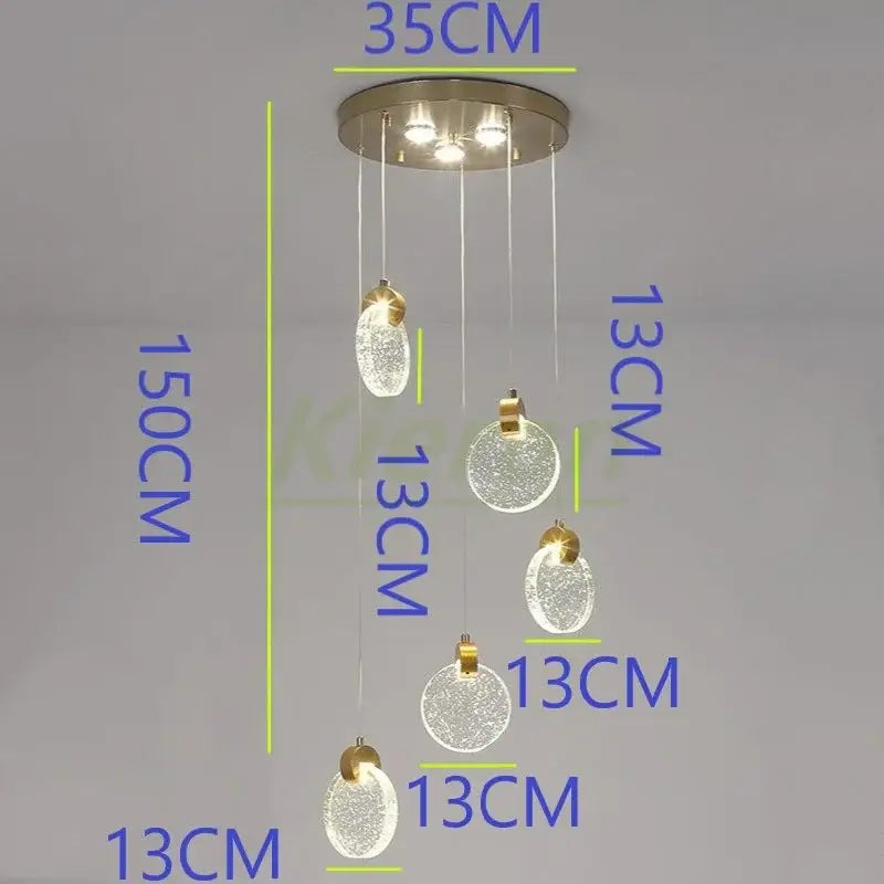 Modern gold crystal led chandelier dining room pendant light