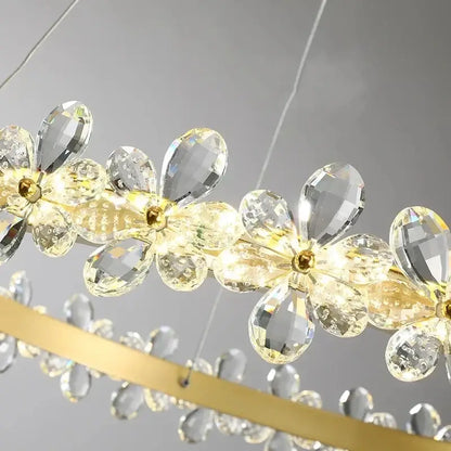 Modern gold crystal led chandelier dining room pendant light