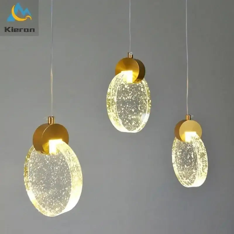 Modern gold crystal led chandelier dining room pendant light