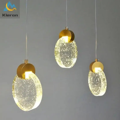 Modern gold crystal led chandelier dining room pendant light
