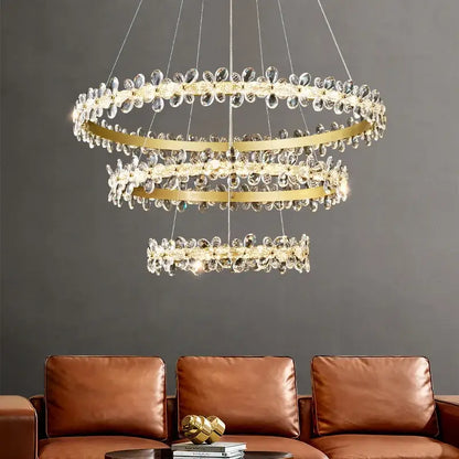 Modern gold crystal led chandelier dining room pendant light