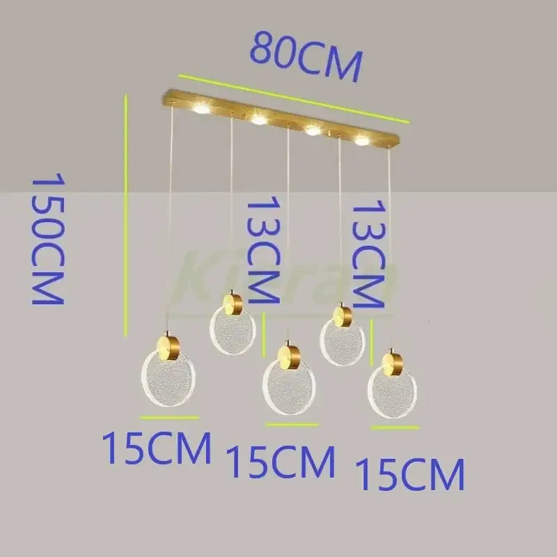 Modern gold crystal led chandelier dining room pendant light