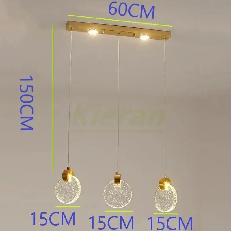 Modern gold crystal led chandelier dining room pendant light