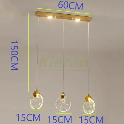 Modern gold crystal led chandelier dining room pendant light
