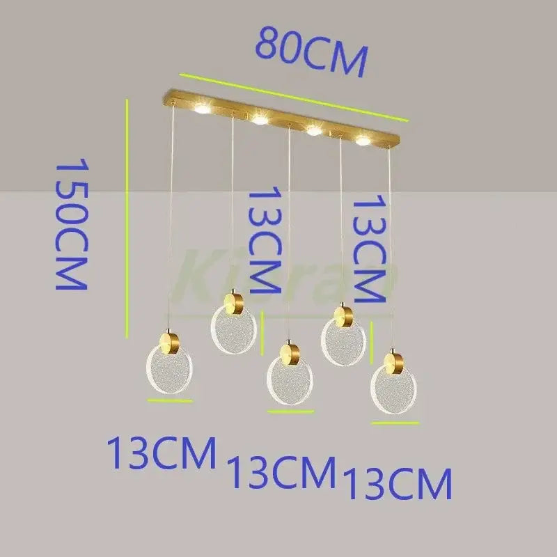 Modern gold crystal led chandelier dining room pendant light