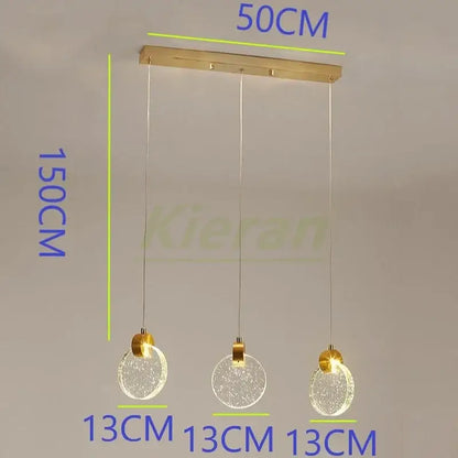 Modern gold crystal led chandelier dining room pendant light