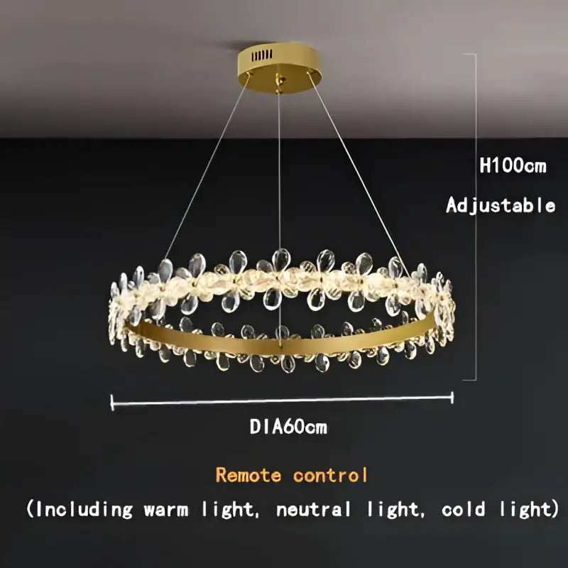 Modern gold crystal led chandelier dining room pendant light