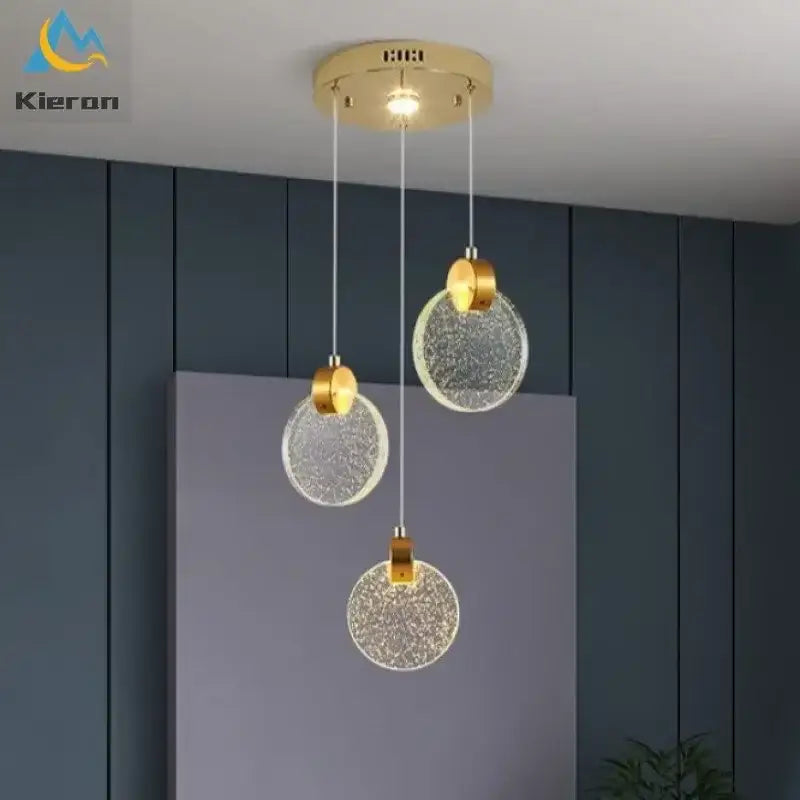 Modern gold crystal led chandelier dining room pendant light