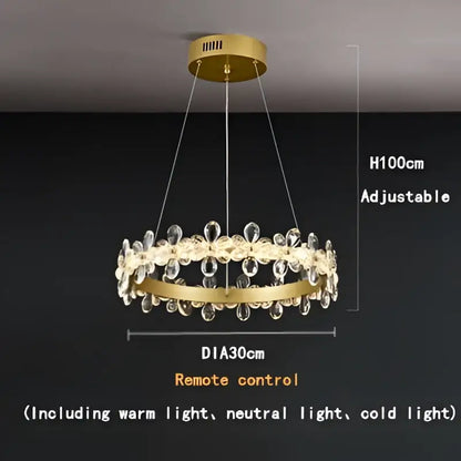 Modern gold crystal led chandelier dining room pendant light