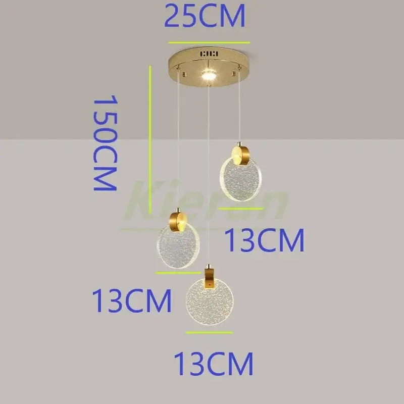 Modern gold crystal led chandelier dining room pendant light