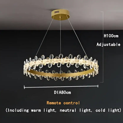 Modern gold crystal led chandelier dining room pendant light