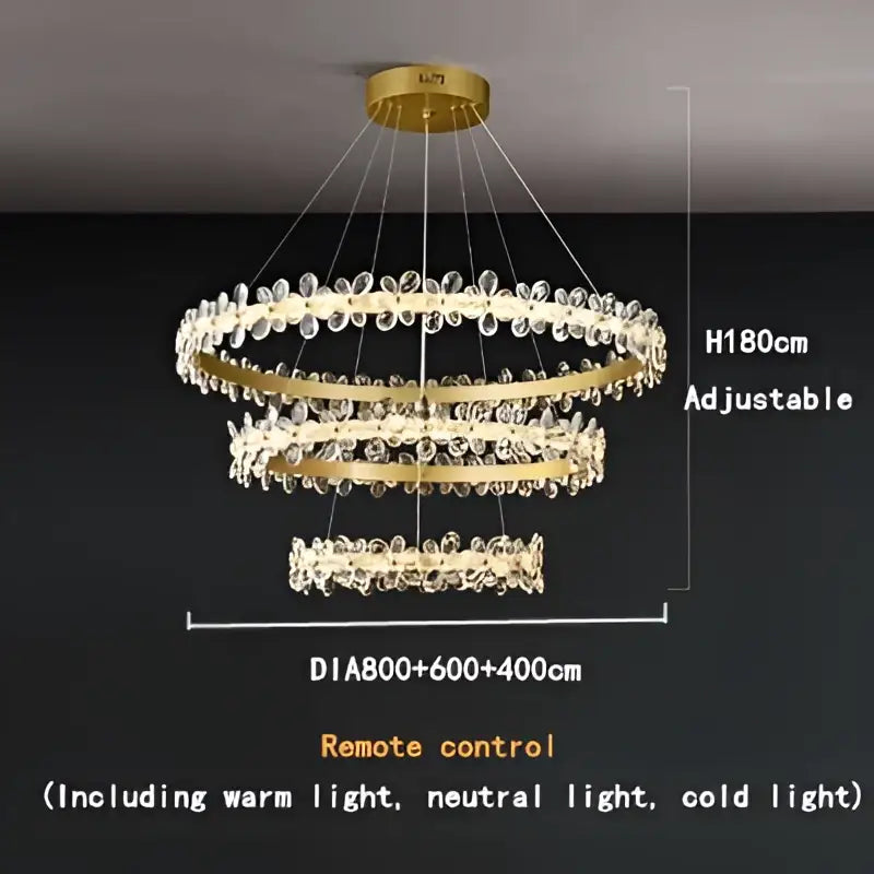 Modern gold crystal led chandelier dining room pendant light