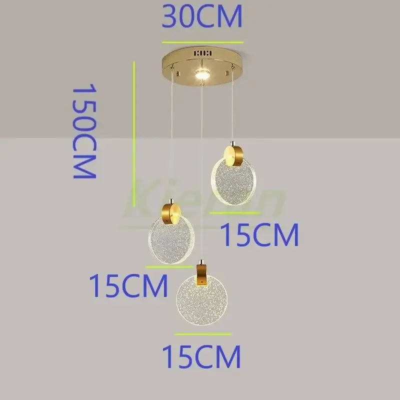 Modern gold crystal led chandelier dining room pendant light