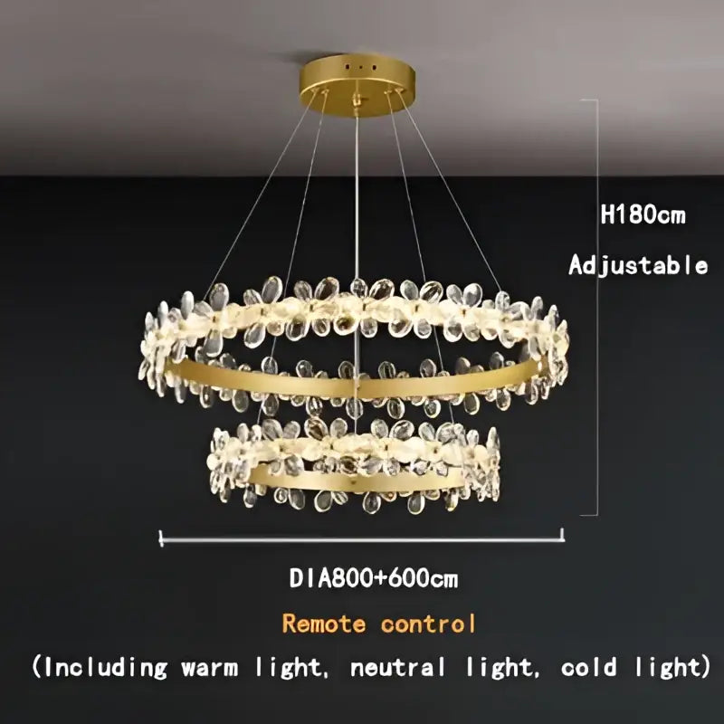 Modern gold crystal led chandelier dining room pendant light