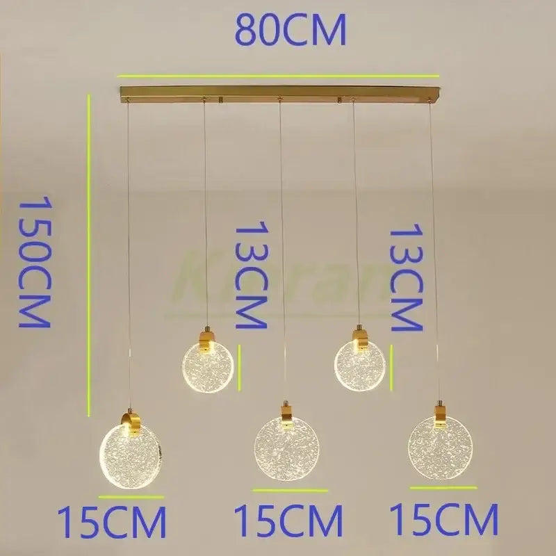 Modern gold crystal led chandelier dining room pendant light