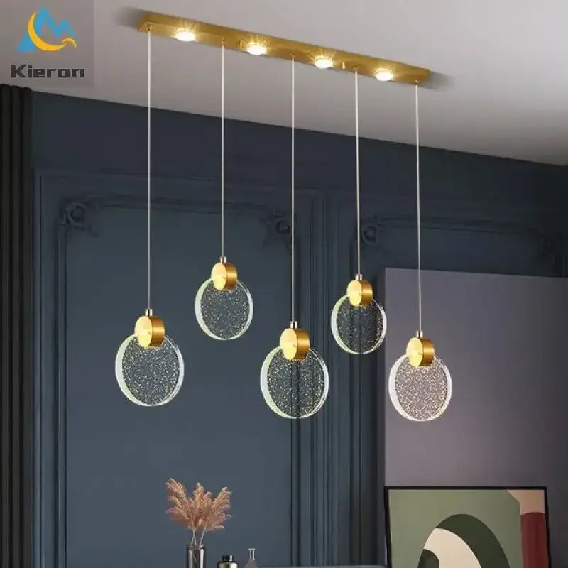 Modern gold crystal led chandelier dining room pendant light