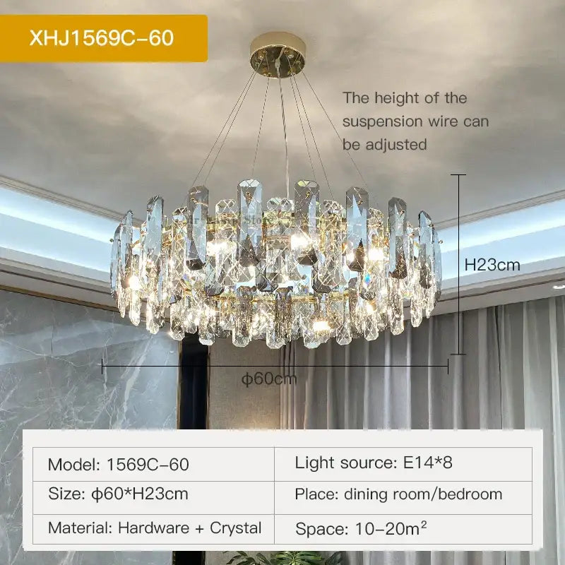 Modern gold crystal led chandelier for dining room
